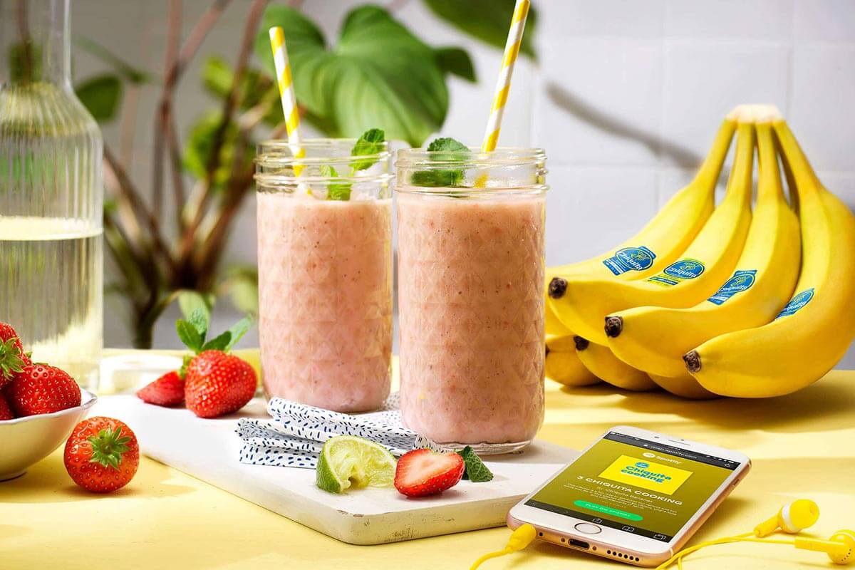 Smoothie με φράουλες και μπανάνες Chiquita