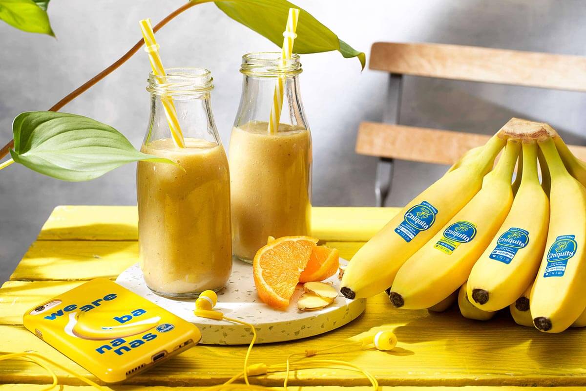 Smoothie με μπανάνα Chiquita, πορτοκάλι και τζίντζερ