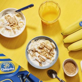 Μπολ με βούτυρο αμυγδάλου, καρύδα και μπανάνα για πριν από τη γυμναστική από την Chiquita