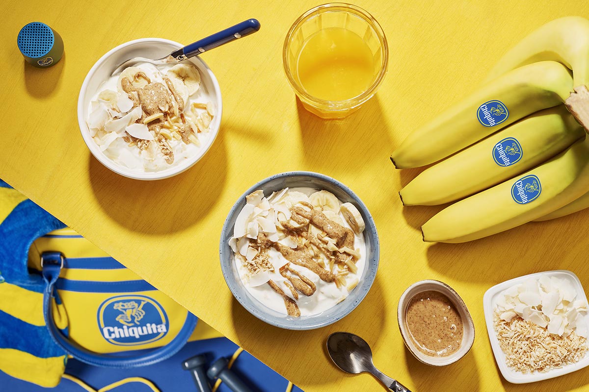 Μπολ με βούτυρο αμυγδάλου, καρύδα και μπανάνα για πριν από τη γυμναστική από την Chiquita