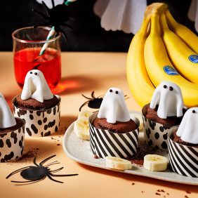 Τρομακτικά cupcake μπανάνας για το Halloween