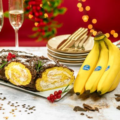 γιορτινός κορμός yule με μπανάνα chiquita