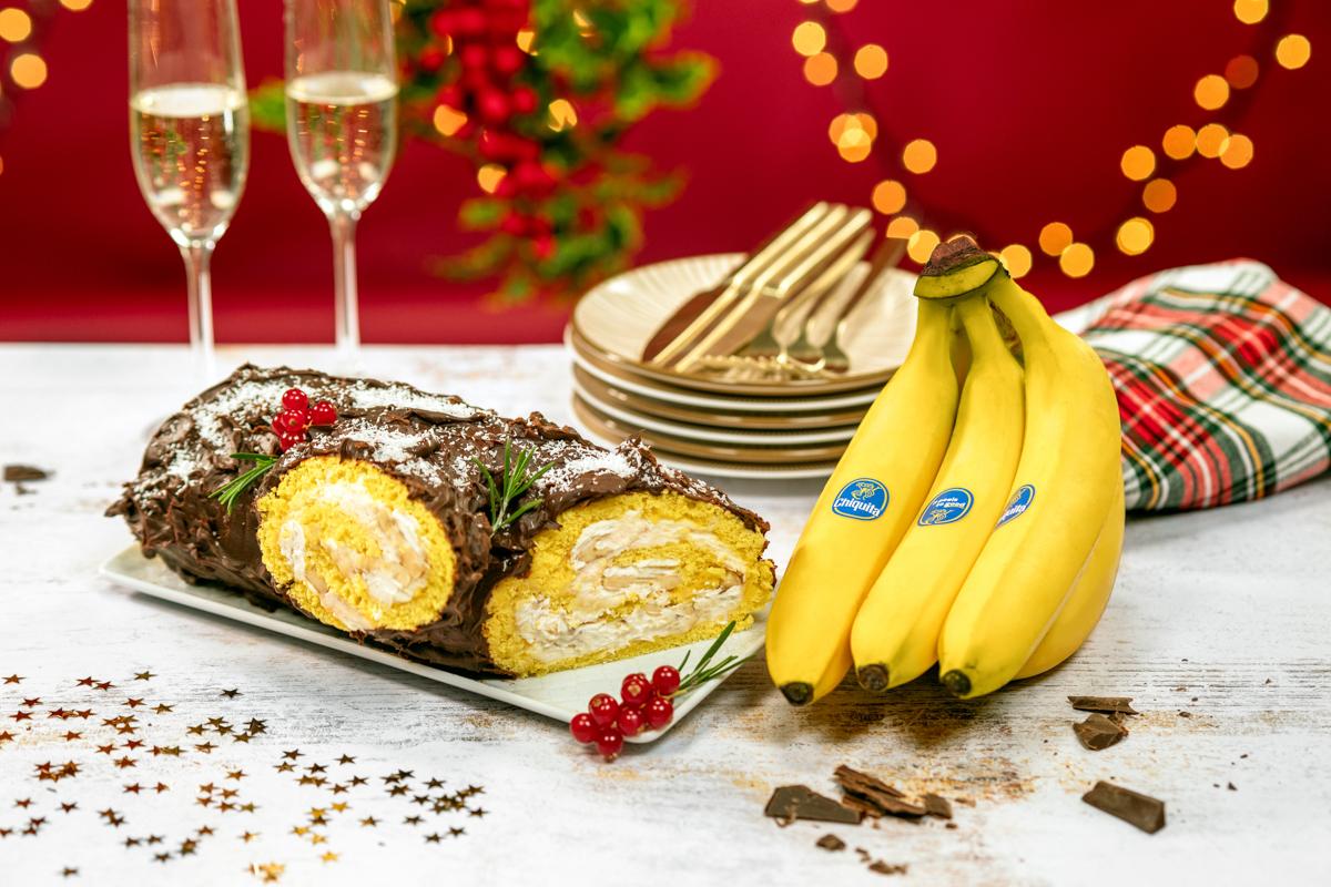 γιορτινός κορμός yule με μπανάνα chiquita